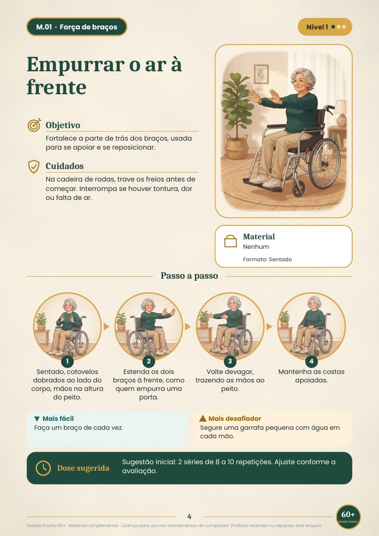 Ficha M.01, Empurrar o ar à frente, versão para cadeira de rodas